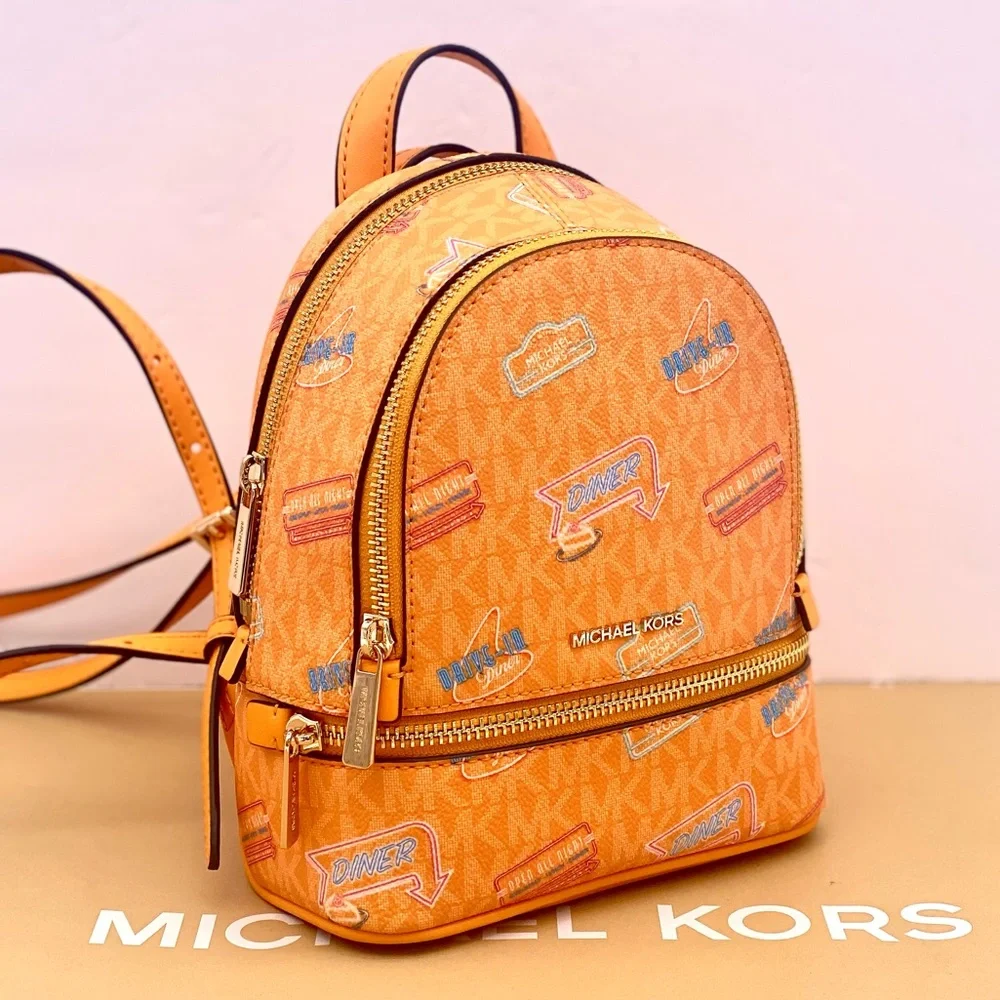 Michael Kors Vibrant Orange Mini Convertible Backpack Crossbody